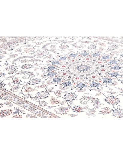 Tappeto Nain Kashmar Persia bianco azzurro 253x354