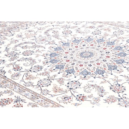 Tappeto Nain Kashmar Persia bianco azzurro 253x354