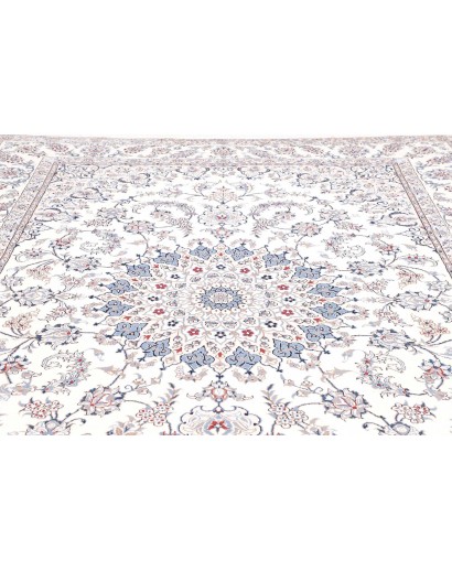 Tappeto Nain Kashmar Persia bianco azzurro 253x354
