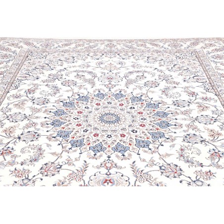 Tappeto Nain Kashmar Persia bianco azzurro 253x354