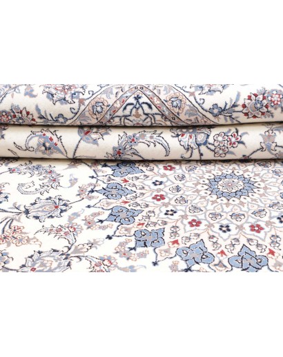 Tappeto Nain Kashmar Persia bianco azzurro 253x354
