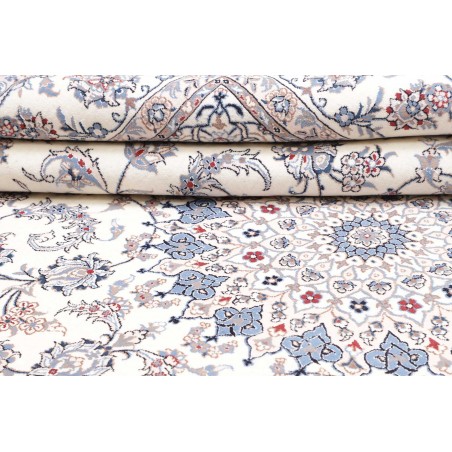 Tappeto Nain Kashmar Persia bianco azzurro 253x354