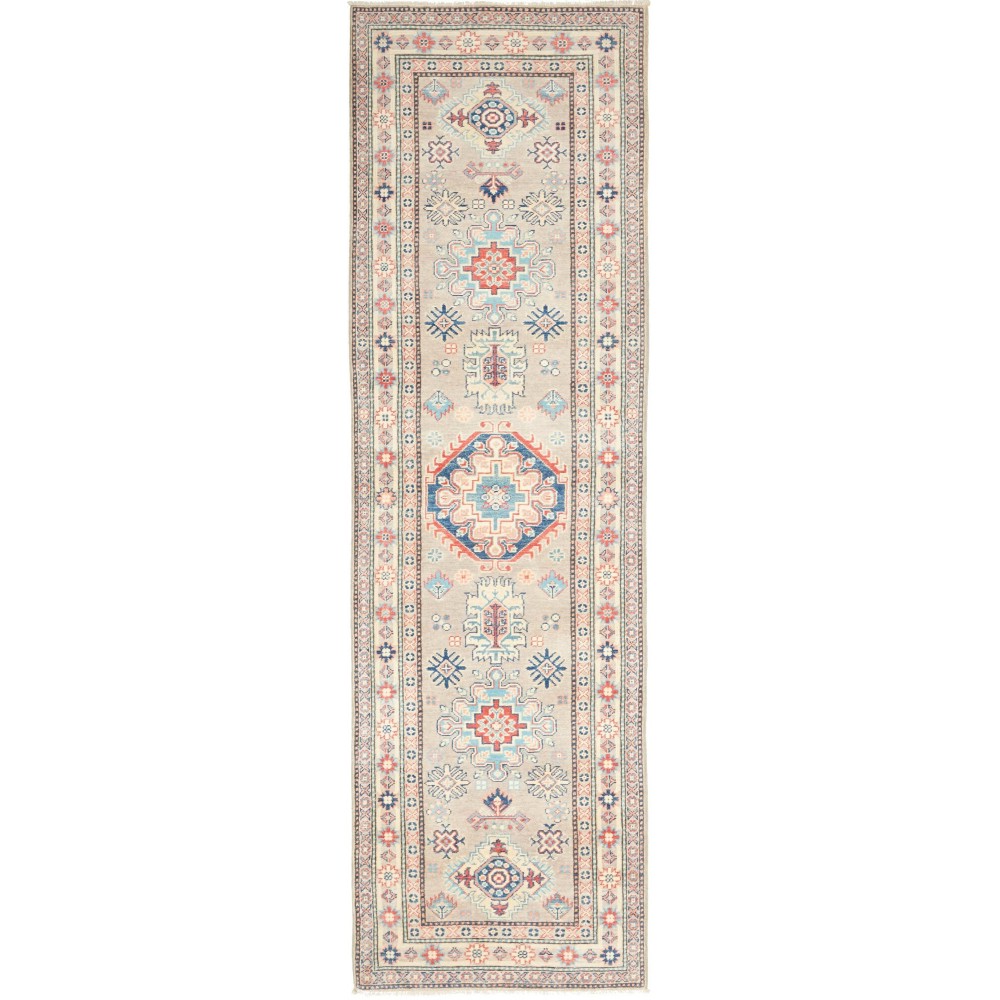 Tappeto Kazak Afghanistan bianco azzurro 83x290 Tappeto Kazak Afghanistan bianco azzurro 83x290