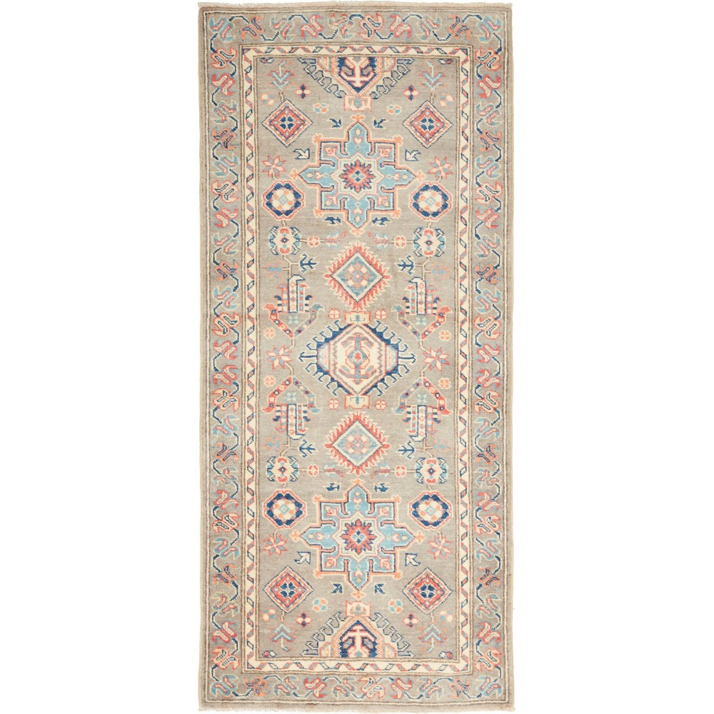 Tappeto Kazak Afghanistan beige azzurro 83x191 Tappeto Kazak Afghanistan beige azzurro 83x191