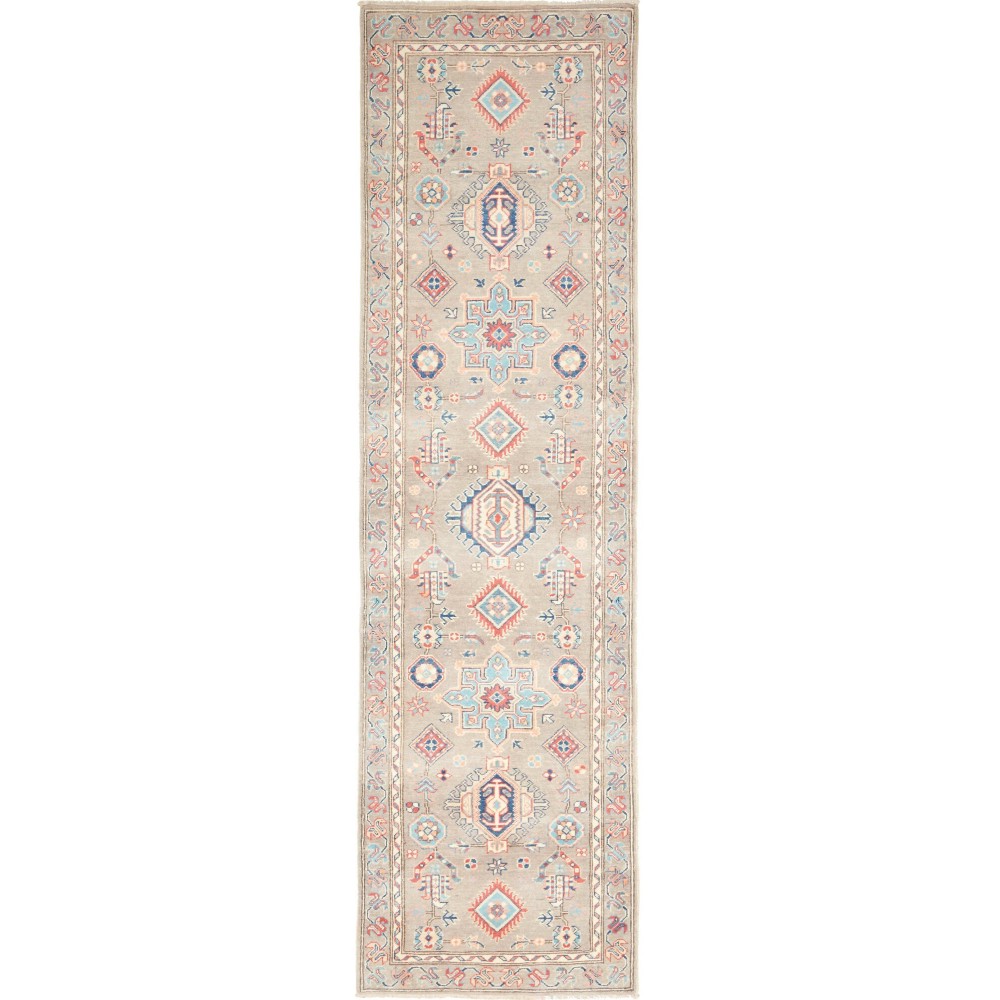Tappeto Kazak Afghanistan beige grigio 82x291 Tappeto Kazak Afghanistan beige grigio 82x291