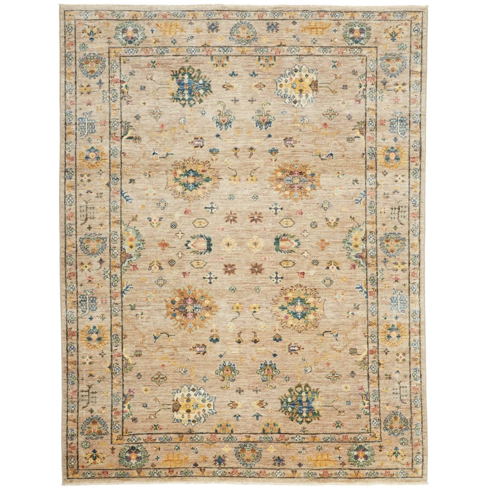 Tappeto Malka Pakistan marrone verde 148x196 Tappeto Malka Pakistan marrone verde 148x196