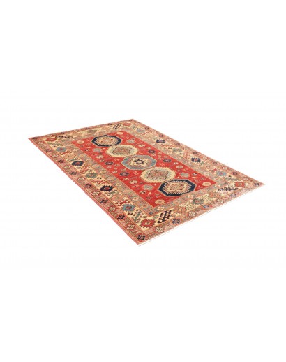 Tappeto Kazak Fine Pakistan marrone grigio 136x189