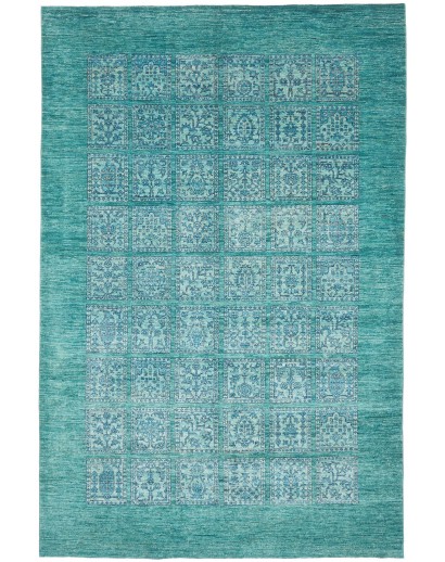 Tappeto Bakhteari Pakistan blu verde 202x314