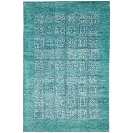 Tappeto Bakhteari Pakistan blu verde 202x314