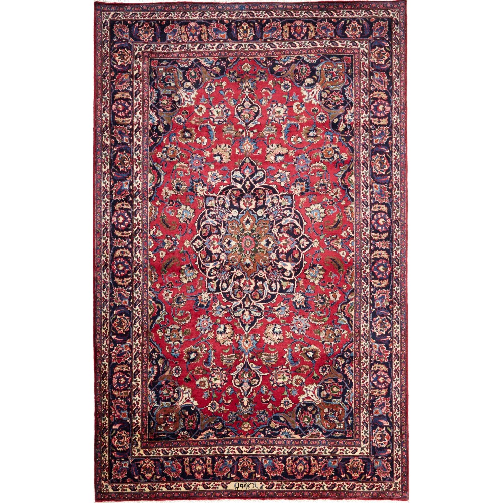 Tappeto Mashad Persia marrone grigio 204x325 Tappeto Mashad Persia marrone grigio 204x325