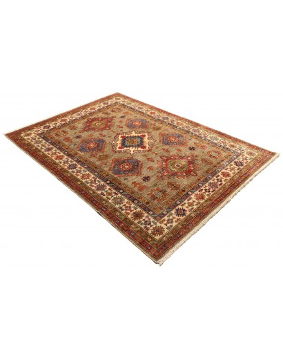 Tappeto Kazak Fine Pakistan arancione giallo 145x203