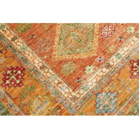 Tappeto Kazak Fine Pakistan marrone verde 262x356