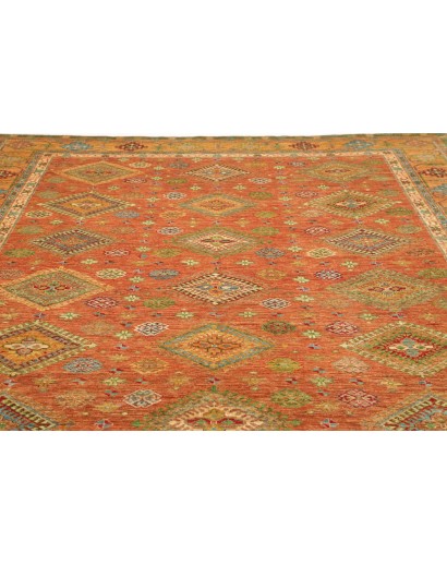 Tappeto Kazak Fine Pakistan marrone verde 262x356