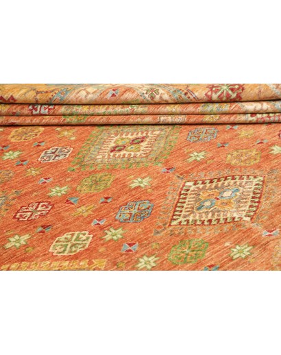 Tappeto Kazak Fine Pakistan marrone verde 262x356