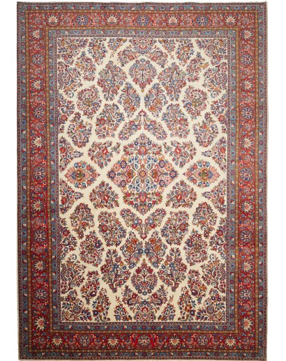Tappeto Sarough Persia bianco giallo 243x350
