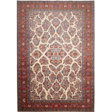 Tappeto Sarough Persia bianco giallo 243x350