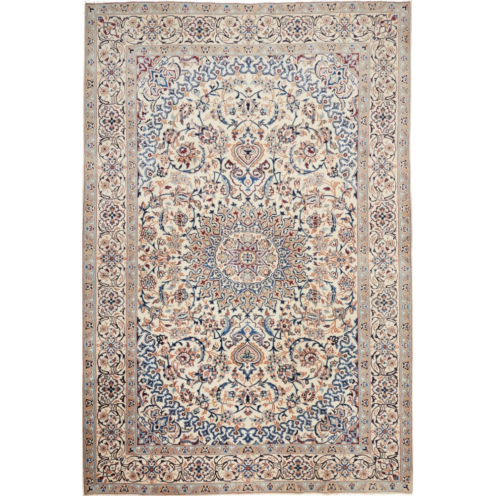 Tappeto Nain Kashmar Persia beige bianco 196x302 Tappeto Nain Kashmar Persia beige bianco 196x302