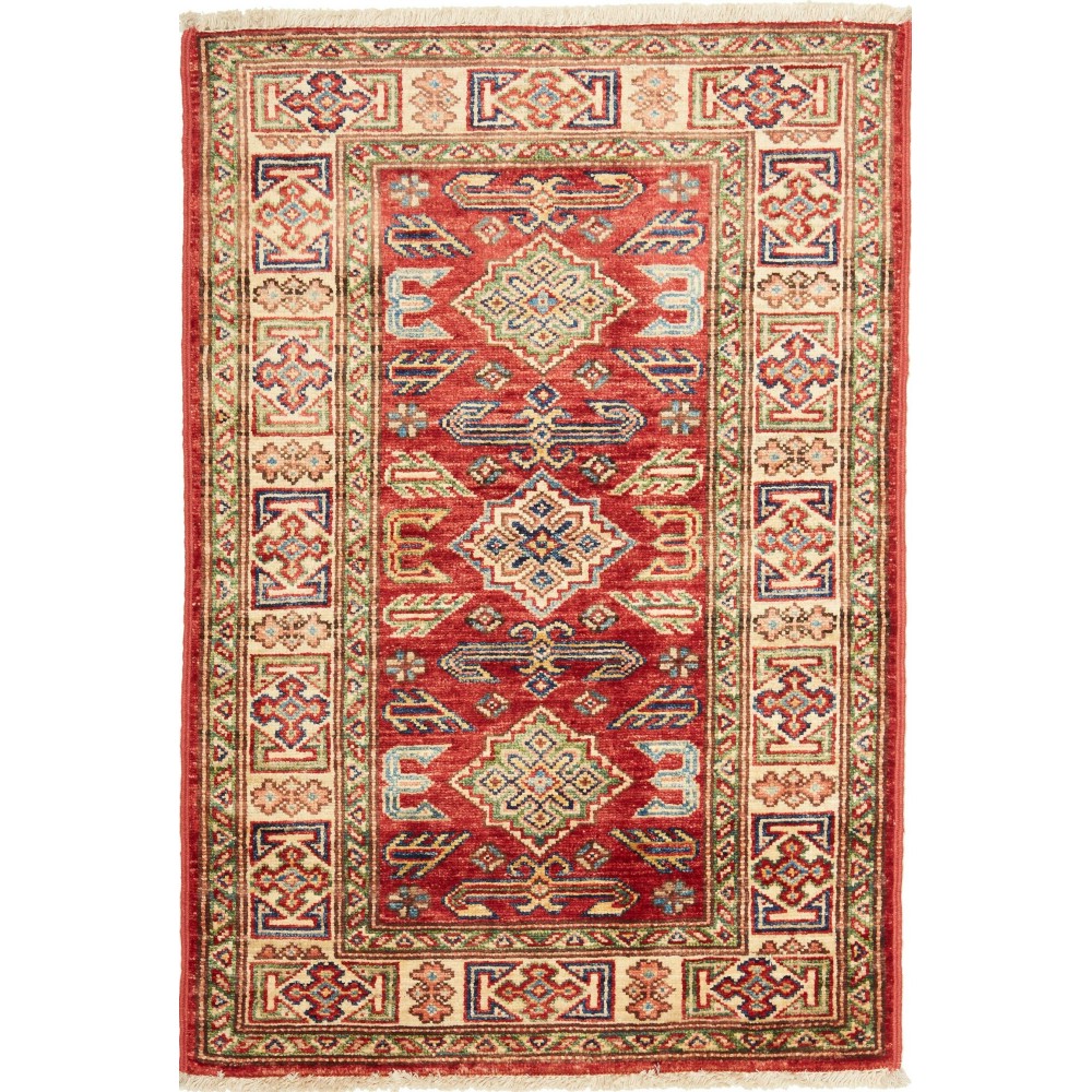 Tappeto Kazak Fine Pakistan rosso grigio 66x96 Tappeto Kazak Fine Pakistan rosso grigio 66x96