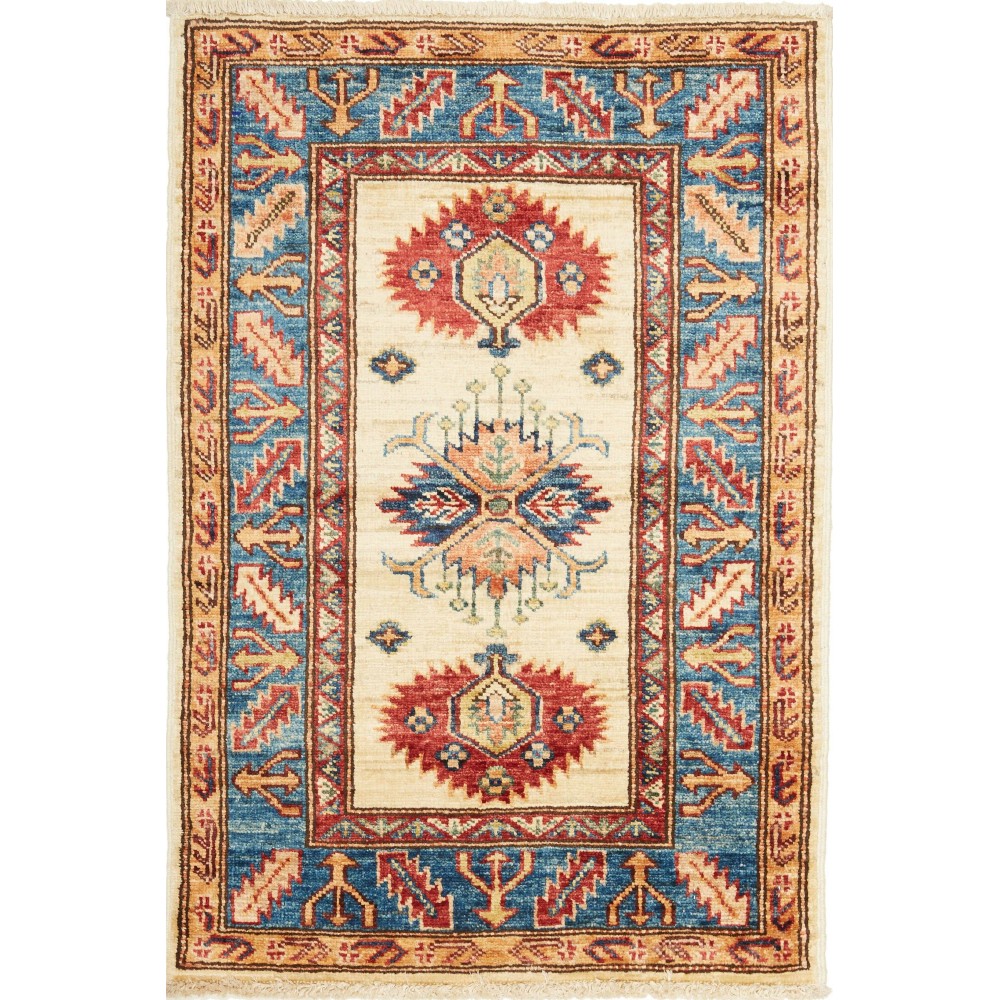 Tappeto Kazak Fine Pakistan marrone grigio 62x89 Tappeto Kazak Fine Pakistan marrone grigio 62x89