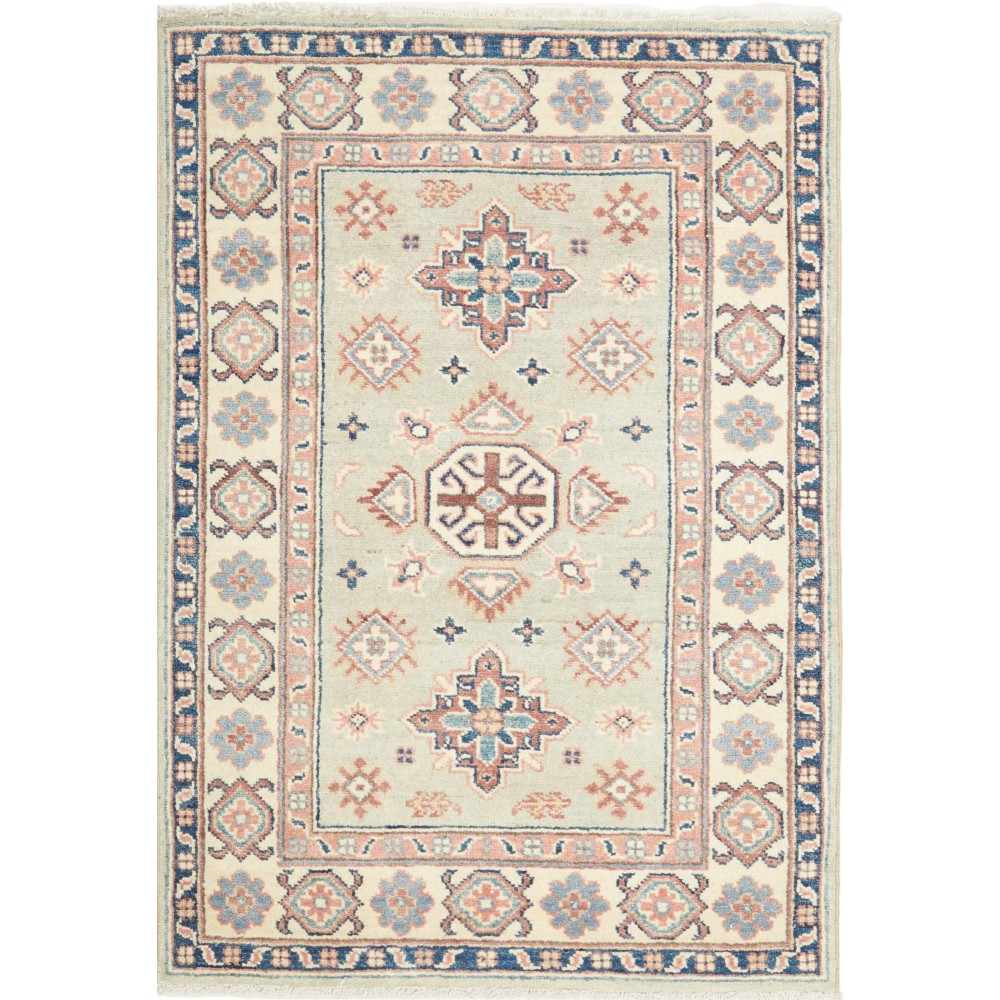Tappeto Kazak Afghanistan bianco azzurro 84x121 Tappeto Kazak Afghanistan bianco azzurro 84x121
