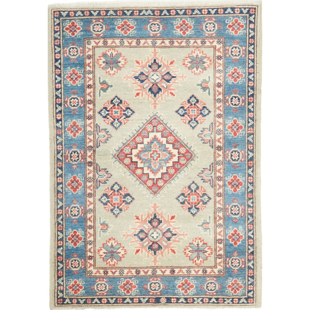Tappeto Kazak Afghanistan beige azzurro 80x117 Tappeto Kazak Afghanistan beige azzurro 80x117