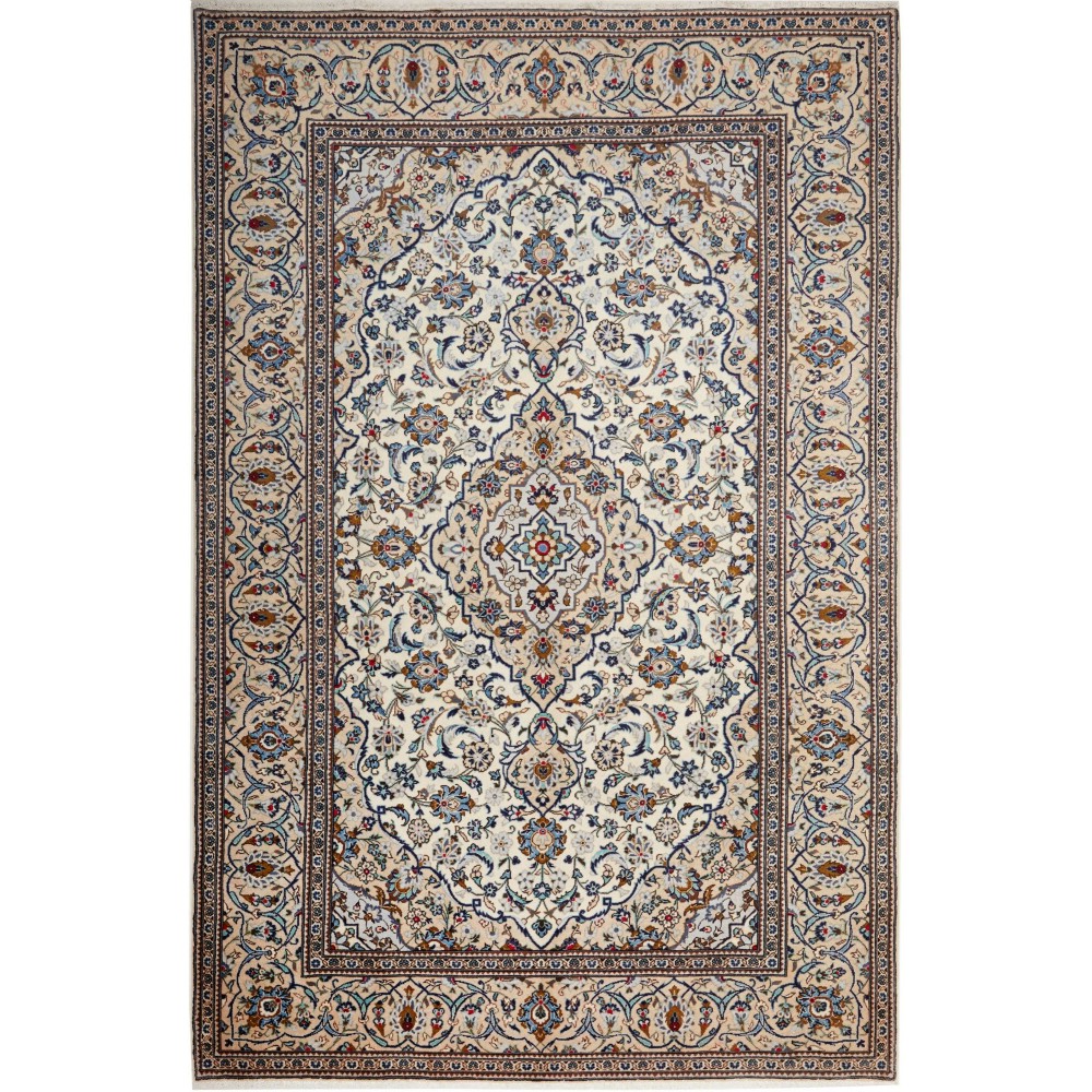Tappeto Kashan Persia beige azzurro 195x294 Tappeto Kashan Persia beige azzurro 195x294