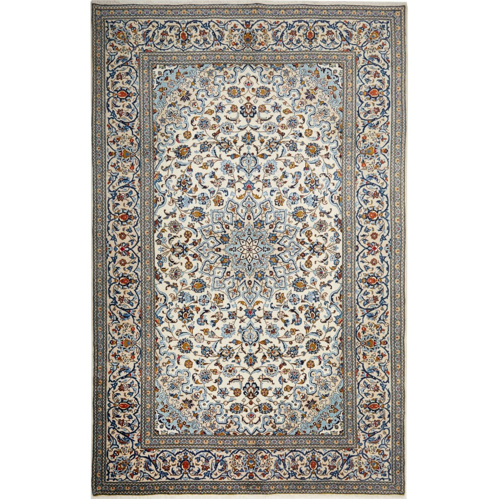 Tappeto Kashan Persia beige azzurro 197x308 Tappeto Kashan Persia beige azzurro 197x308