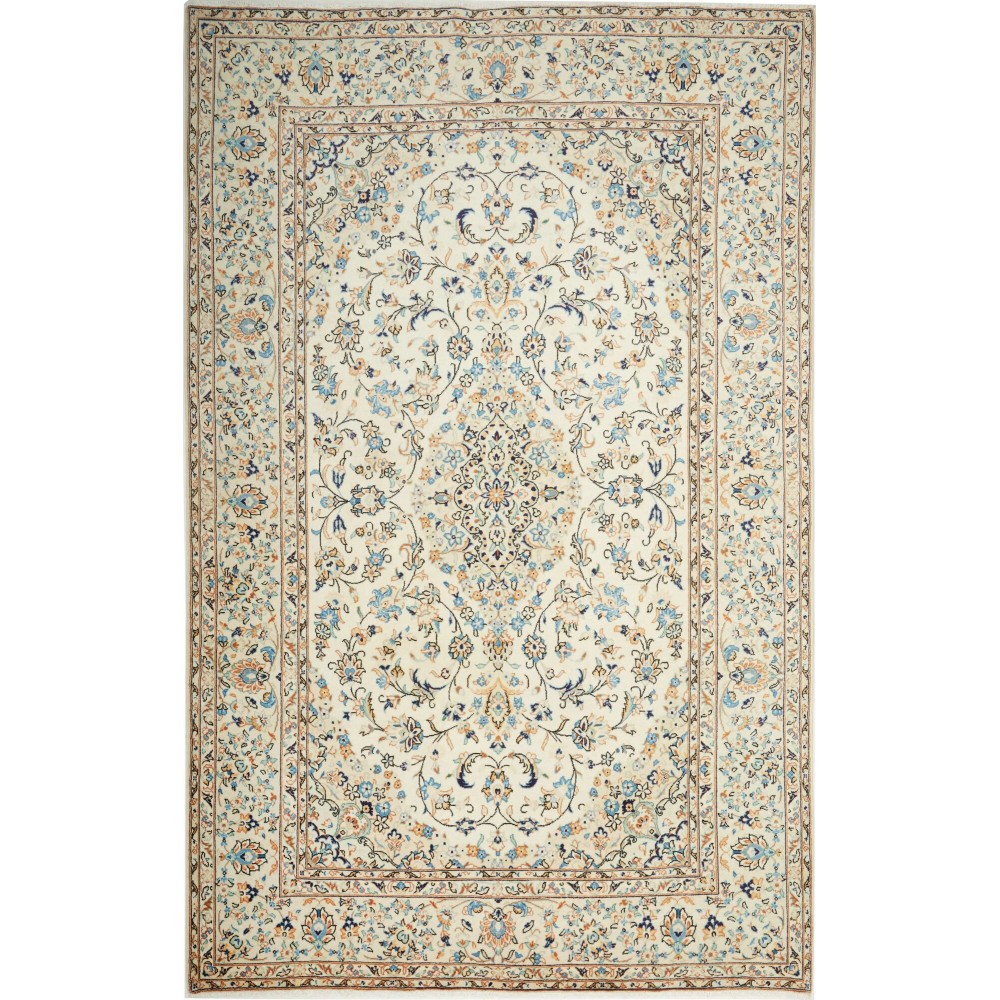 Tappeto Kashan Persia bianco marrone 197x310 Tappeto Kashan Persia bianco marrone 197x310