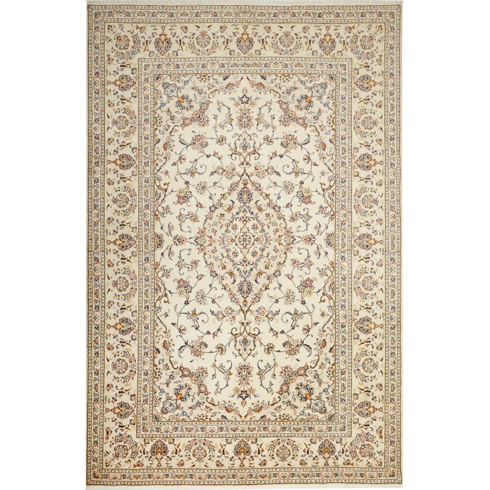 Tappeto Kashan Persia bianco marrone 200x308 Tappeto Kashan Persia bianco marrone 200x308