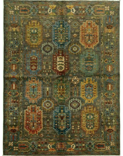 Tappeto Tribal Pakistan verde marrone 177x230