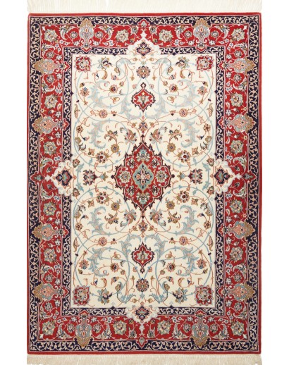 Tappeto Isfahan Persia bianco grigio 113x163