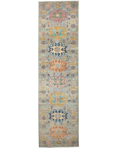 Tappeto Tribal Pakistan azzurro bianco 77x291