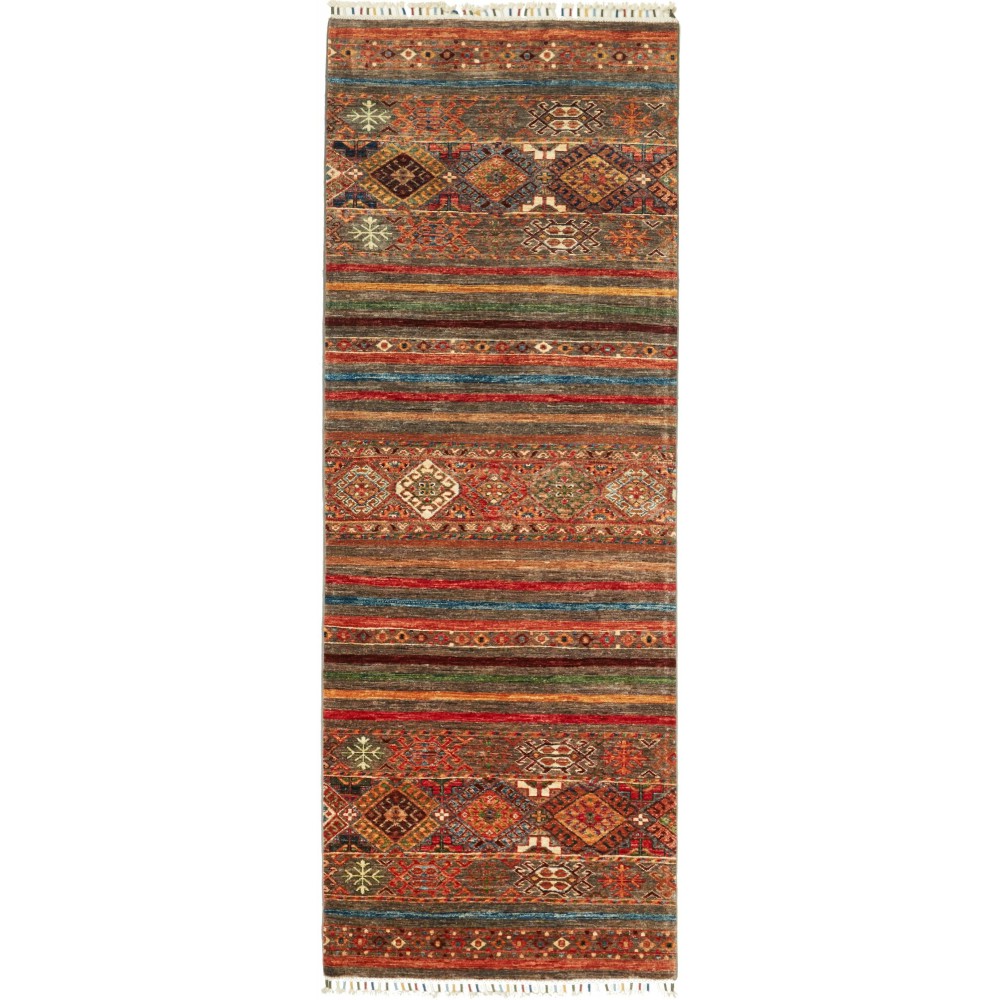 Tappeto Samarkand Pakistan marrone grigio 83x239 Tappeto Samarkand Pakistan marrone grigio 83x239