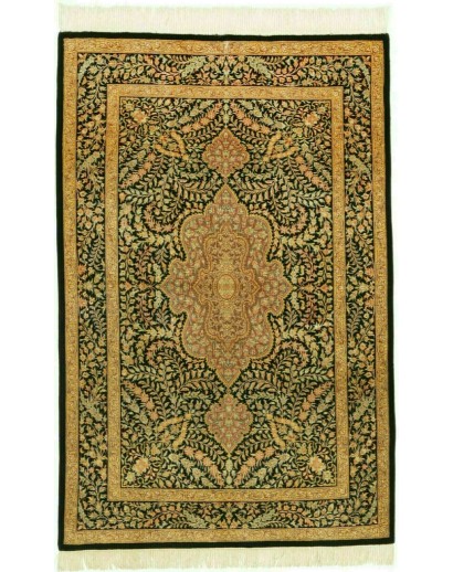 Tappeto Ghom seta Persia arancione beige 80x120