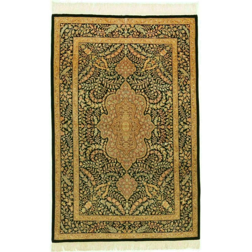 Tappeto Ghom seta Persia arancione beige 80x120 Tappeto Ghom seta Persia arancione beige 80x120