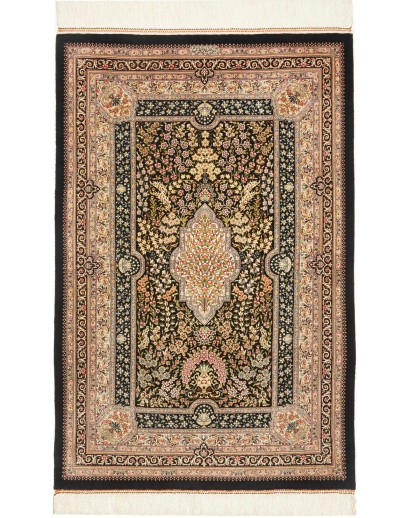 Tappeto Ghom seta Persia marrone 77x121