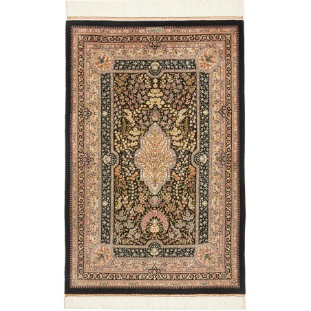 Tappeto Ghom seta Persia marrone 77x121