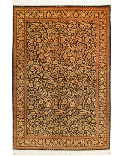 Tappeto Ghom seta Persia arancione 135x203