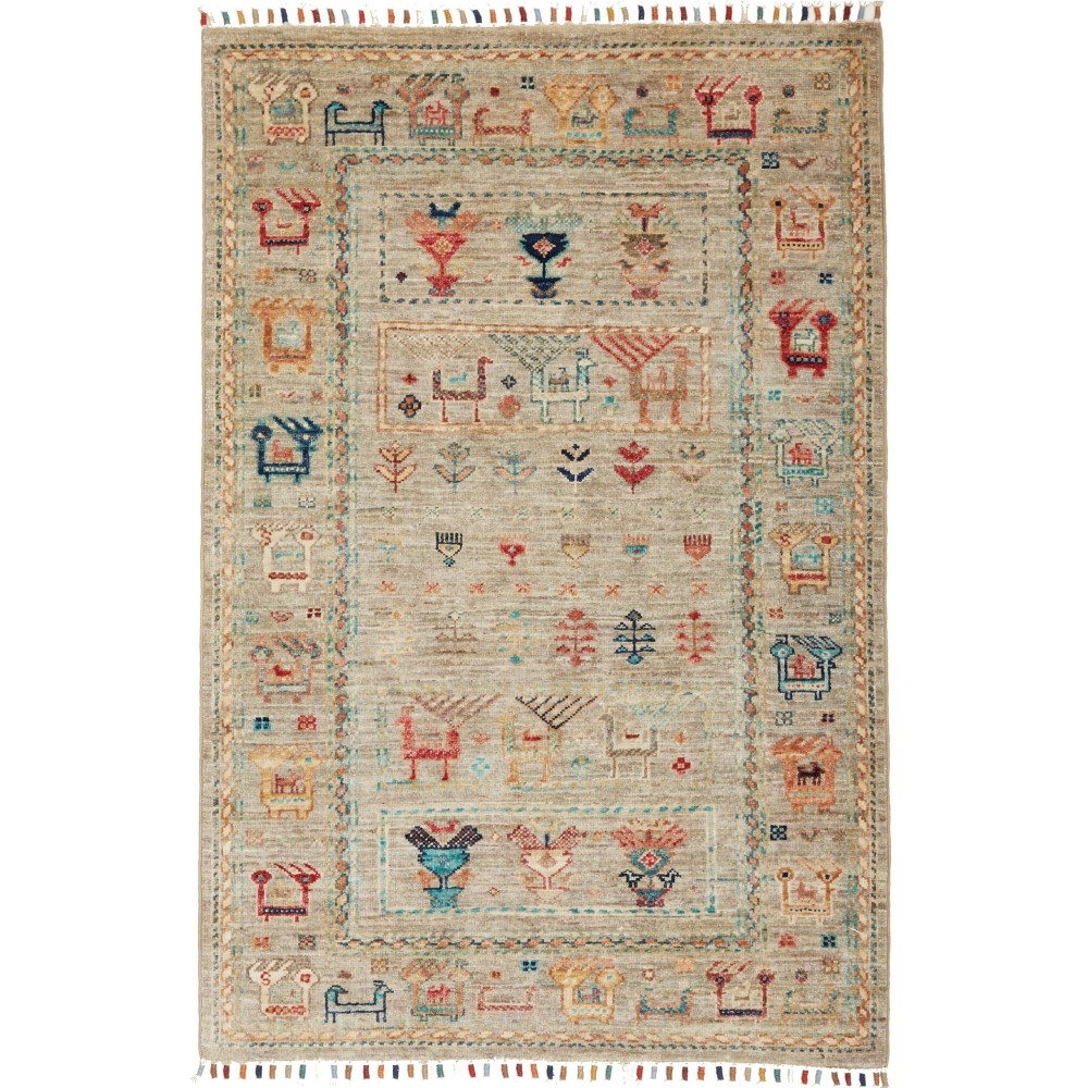 Tappeto Rubin Pakistan marrone grigio 80x122 Tappeto Rubin Pakistan marrone grigio 80x122