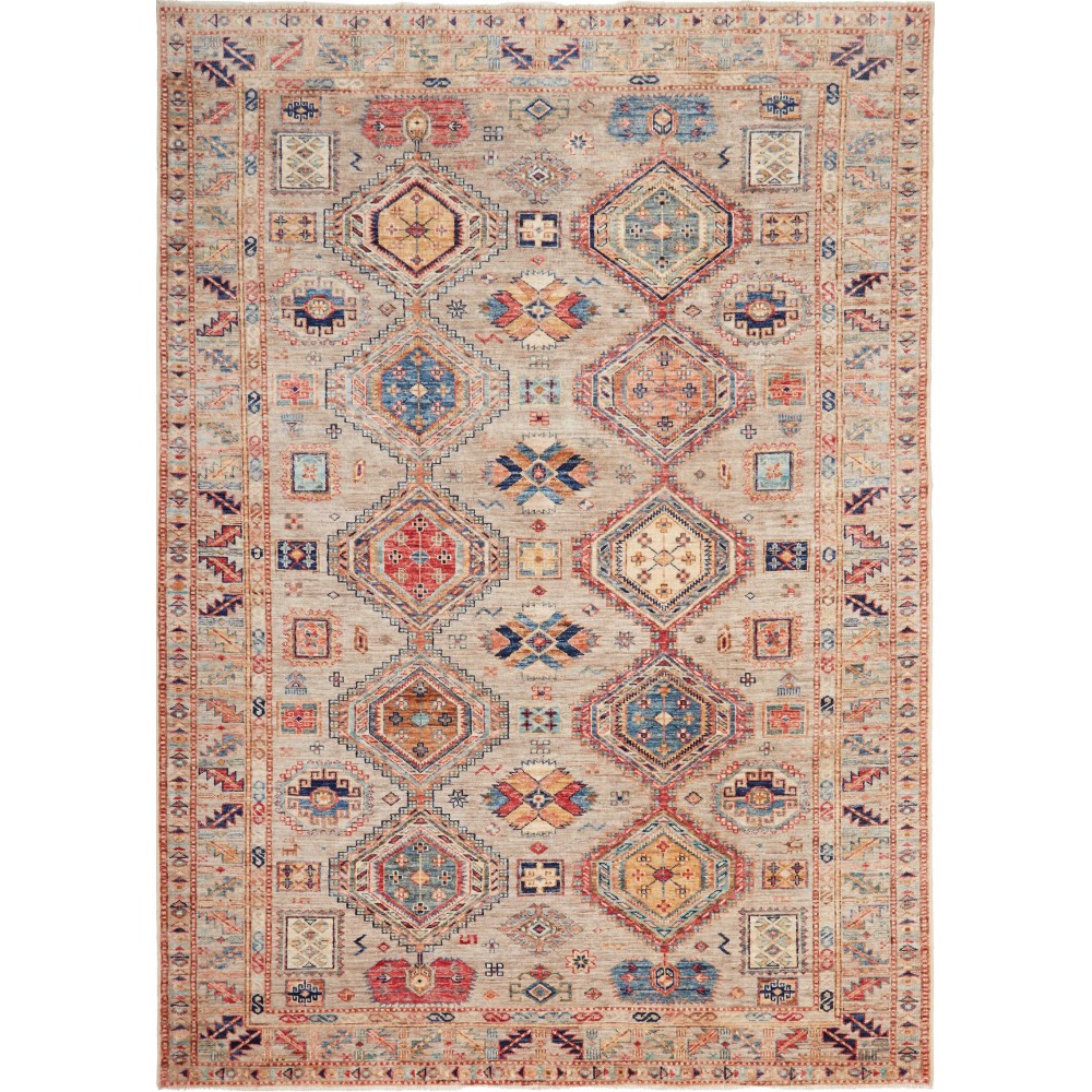Tappeto Kazak Fine Pakistan marrone grigio 166x233 Tappeto Kazak Fine Pakistan marrone grigio 166x233