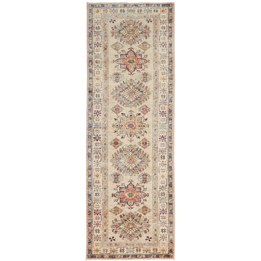 Tappeto Kazak Fine Pakistan marrone beige 83x257 Tappeto Kazak Fine Pakistan marrone beige 83x257