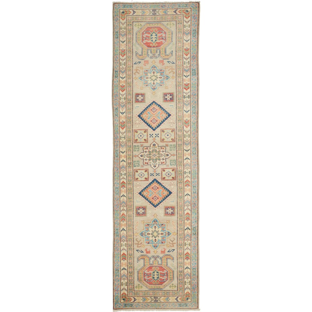 Tappeto Kazak Afghanistan marrone bianco 81x300 Tappeto Kazak Afghanistan marrone bianco 81x300
