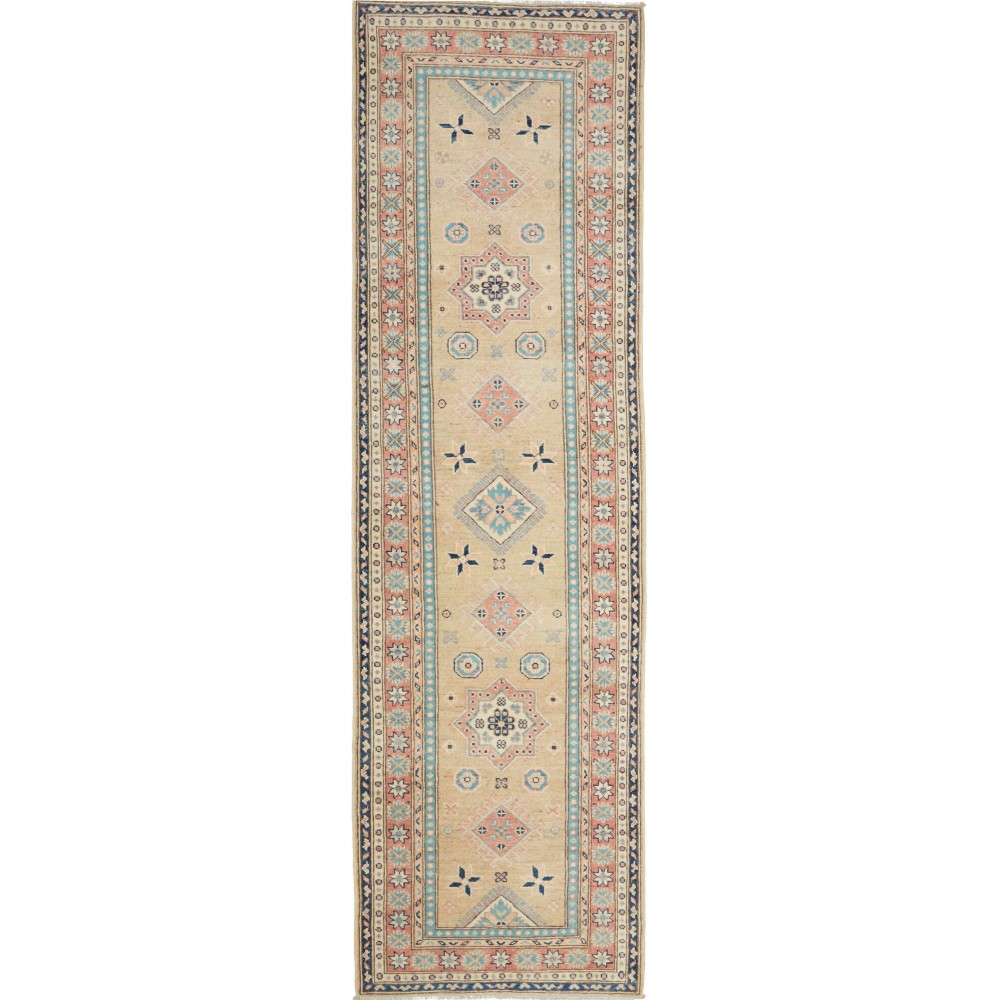 Tappeto Kazak Afghanistan marrone bianco 85x294 Tappeto Kazak Afghanistan marrone bianco 85x294
