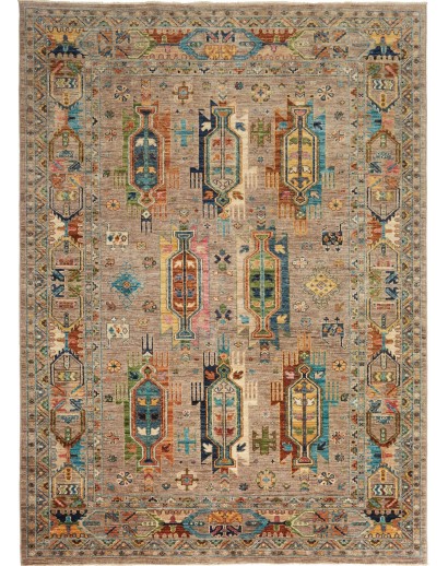 Tappeto Tribal Pakistan bianco grigio 169x230