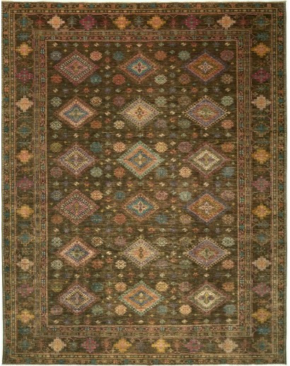 Tappeto Kazak Fine Pakistan verde bianco 241x313