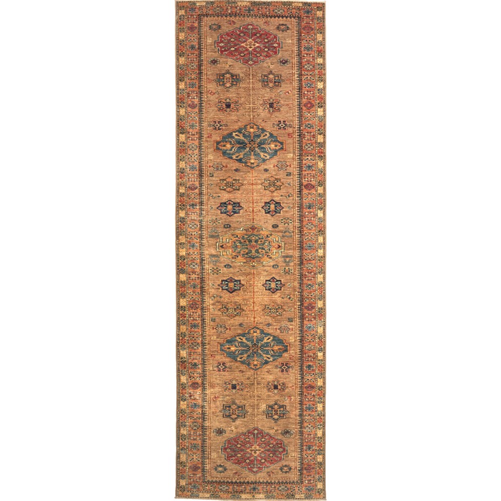 Tappeto Kazak Fine Pakistan arancione grigio 83x296 Tappeto Kazak Fine Pakistan arancione grigio 83x296