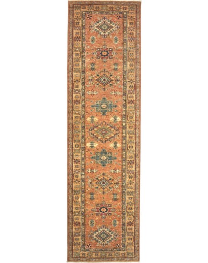 Tappeto Kazak Fine Pakistan arancione grigio 82x282