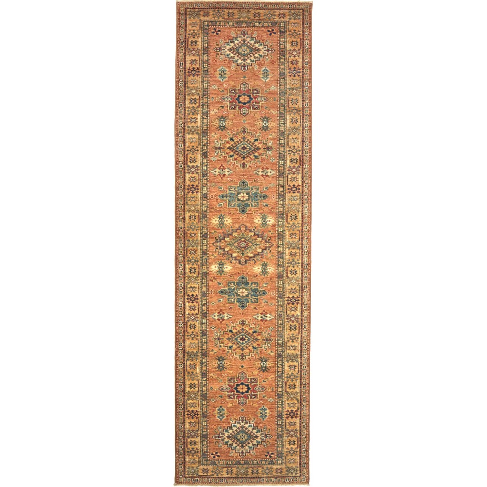 Tappeto Kazak Fine Pakistan arancione grigio 82x282 Tappeto Kazak Fine Pakistan arancione grigio 82x282