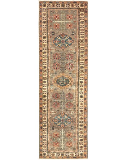 Tappeto Kazak Fine Pakistan marrone bianco 77x256