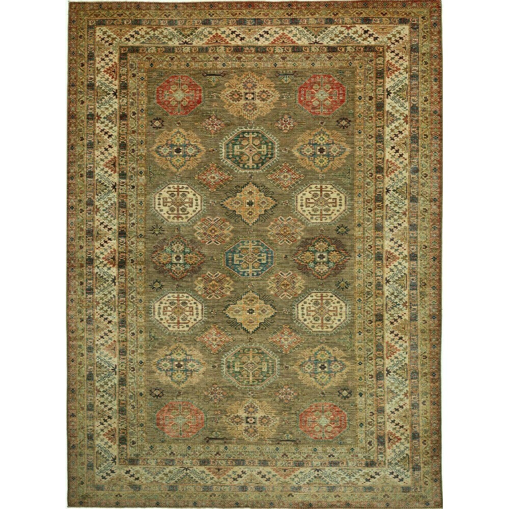 Tappeto Kazak Fine Pakistan azzurro verde 270x366 Tappeto Kazak Fine Pakistan azzurro verde 270x366